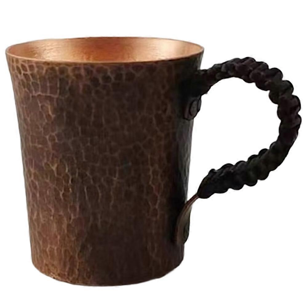 Vintage Kaffeebecher/tasse Aus Reinem Kupfer, Handgraviert Mit Gehämmertem Muster Und Geflochtenem Henkel, 450 Ml, Im Stil Eines Bierkrugs/teebechers.