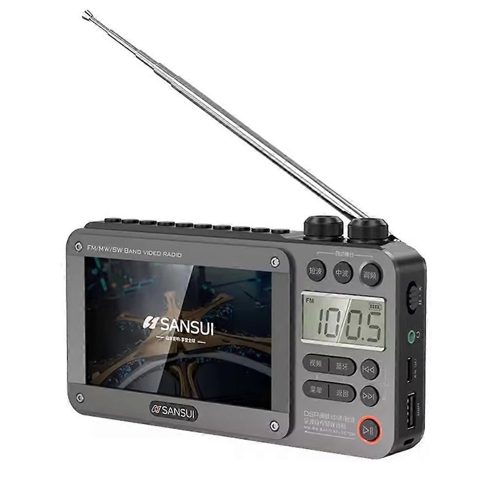 Sansui F50 4,3-zoll-hd-fm/mw/sw-radio Mit Integriertem Musik- Und Videoplayer, Tragbarer, Wiederaufladbarer, Kabelloser Bluetooth-lautsprecher Für Den Außenbereich