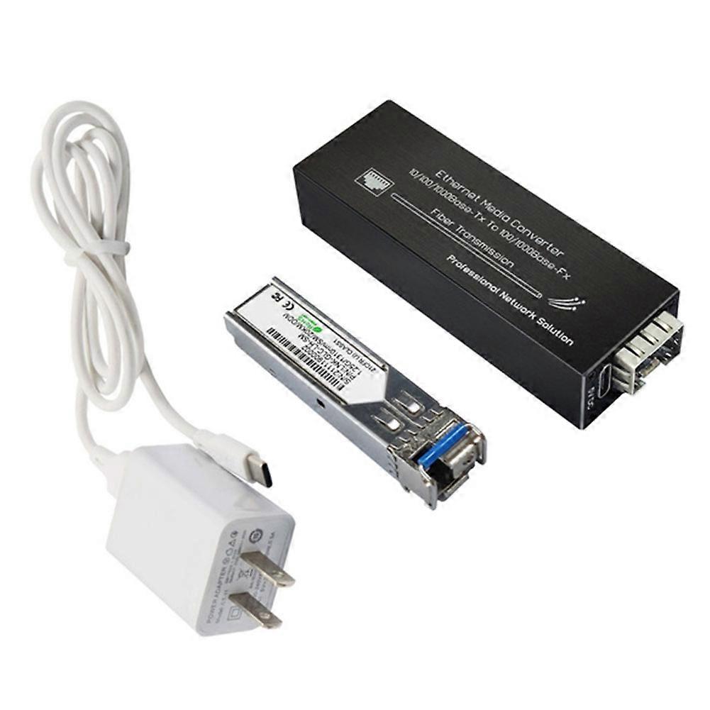 Mini-gigabit-1000-mbit/s-ethernet-glasfaser-medienkonverter Mit 1310-nm-20-km-singlemode-sfp-modul Und Usb-c-eingang (us-stecker)