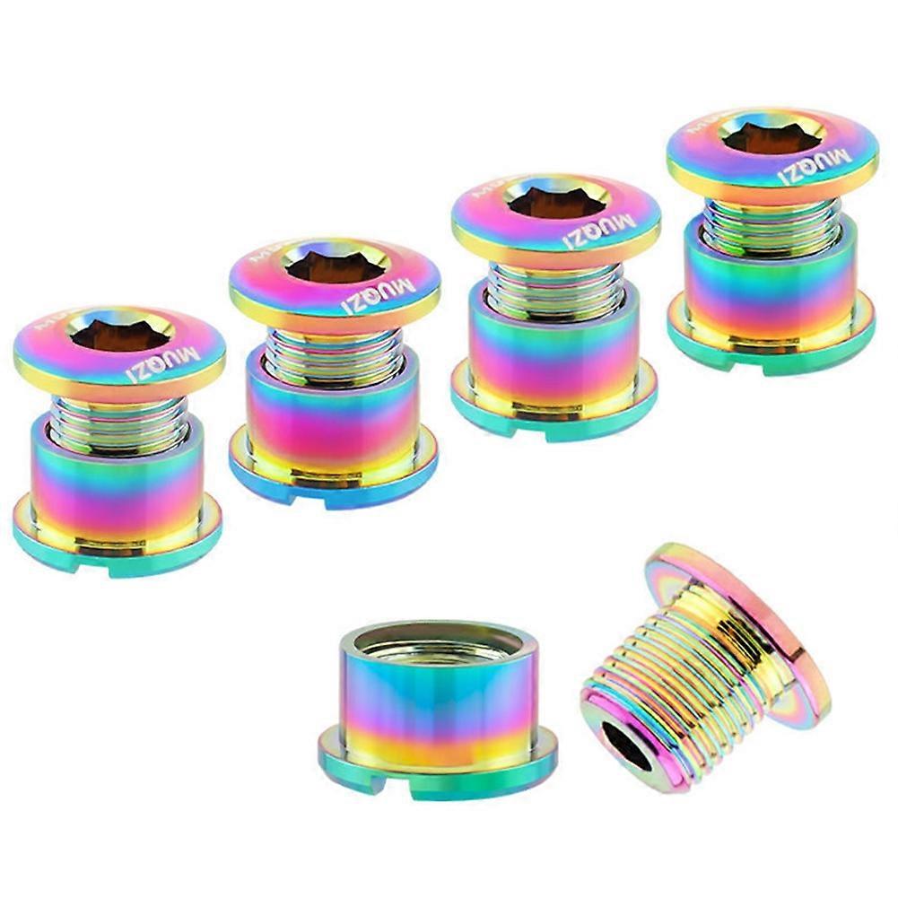 Muqzi 5-teiliges Farbiges Kettenblattschrauben-set Für Rennräder Und Mountainbikes (einzel-/doppelkettenblatt, 6,5 Mm)