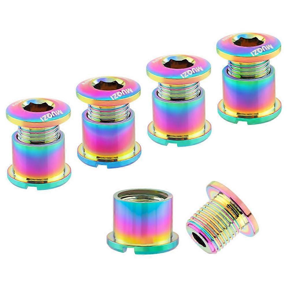 Muqzi Set Mit 5 Farbigen Kettenblattschrauben Für Rennräder Und Mountainbikes (einfaches/zweifaches Kettenblatt, 8,5 Mm)