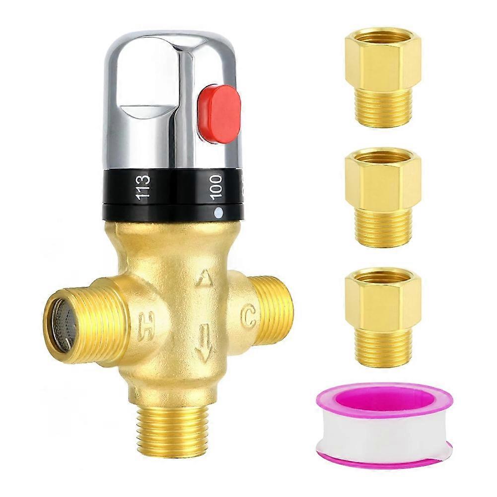 Thermostatische Mischbatterie, Wasserventil Aus Massivem Messing Mit Temperaturregelung – 1/2 Npt – Inklusive 3 Adaptern