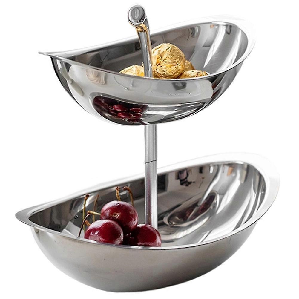 Aihem Ovale Obstschale Aus Edelstahl – Elegante Kuchen- Und Gebäckschale Für Couchtisch Und Wohnzimmer, 2-stöckig