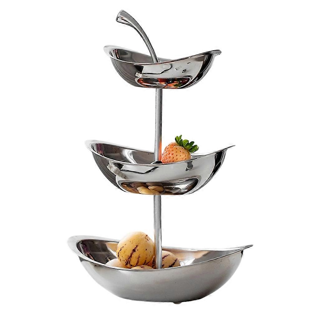 Aihem Ovale Obstschale Aus Edelstahl – Elegante Kuchen- Und Gebäckschale Für Couchtisch Und Wohnzimmer, 3-stöckig