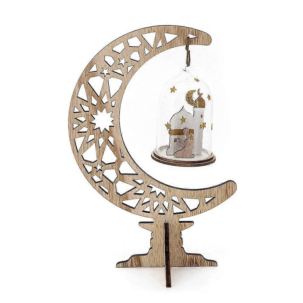 Handgefertigte, Mondförmige Laterne Aus Holz, Wohnaccessoires, Geschenke Und Handgefertigte Dekorationen (gelber Sternenmond)
