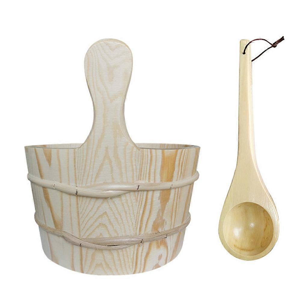 Saunaeimer Und -löffel Aus Holz, Handgefertigte Sauna- Und Spa-accessoires. Saunaeimer Aus Holz.