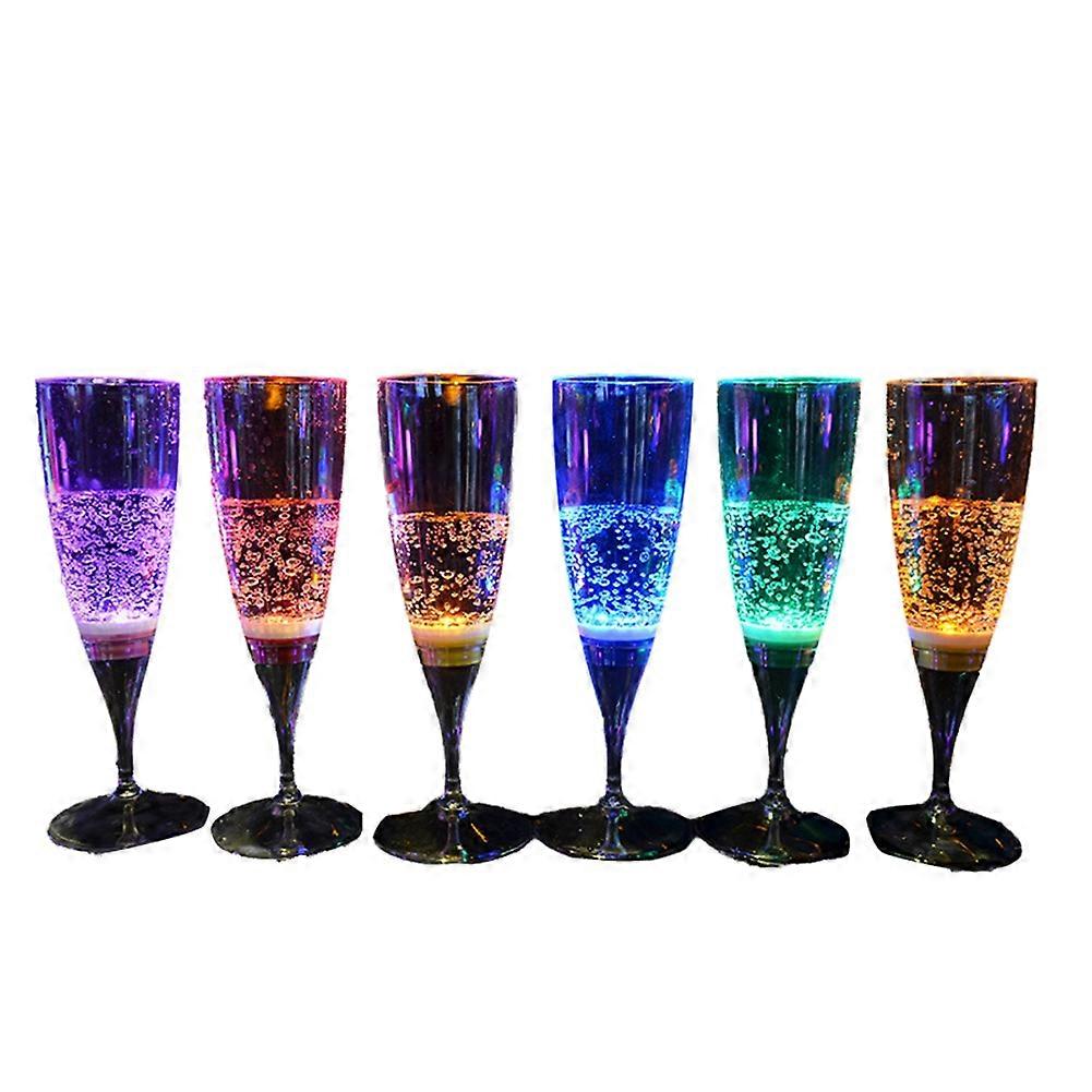 Beleuchtete Gläser Für Bar, Karaoke, Cocktails (6er-set), Leuchtende Weingläser Aus Lebensmittelechtem Kunststoff Mit Led-beleuchtung Und Batterien.