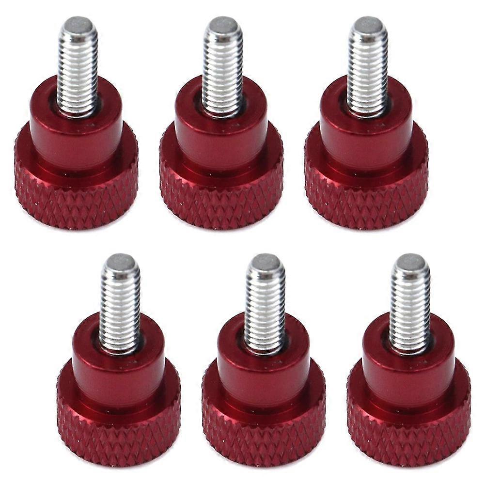 Packung Mit 6 M4x10 Mm Gerändelten Flügelschrauben, Hoher Kopf, Rote Aluminiumlegierung, Gerändelter Schulter Und Flacher Spitze.