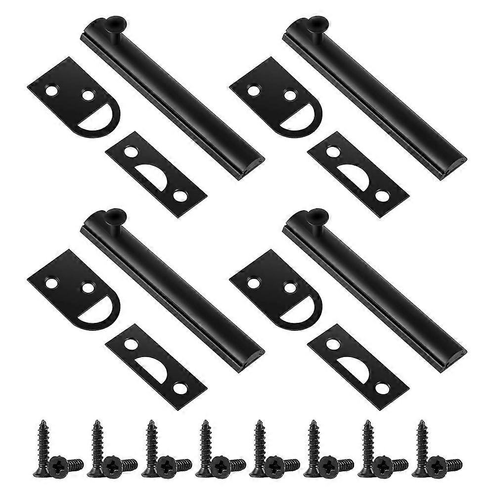 Set Mit 4 Schiebetürschlössern, Schwarz.