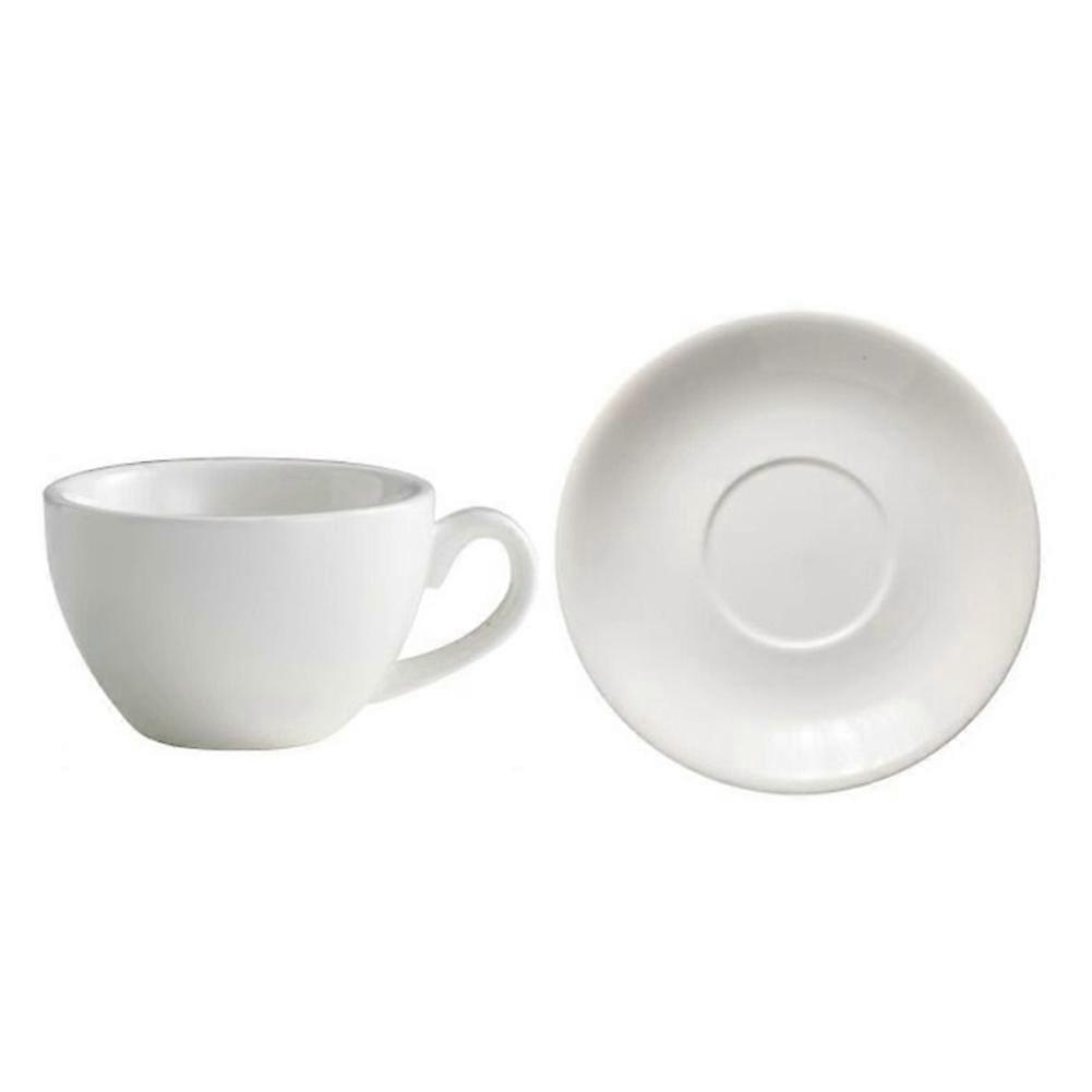 Minimalistische Keramik-kaffeetasse, 220 Ml, Einfarbig Mit Boden, Europäischer Stil, Weiß.