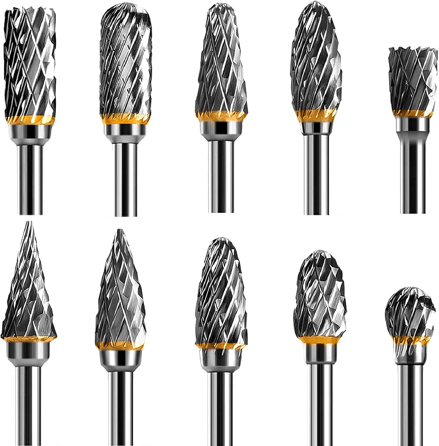 10 Stk. Hartmetall Frässtifte Set 3mm Schaft (6mm Kopf) – Kreuzverzahnung Fräser Bits Für Rotationswerkzeuge & Dremel, Zum Entgraten & Schleifen Von Metall, Holz & Stein