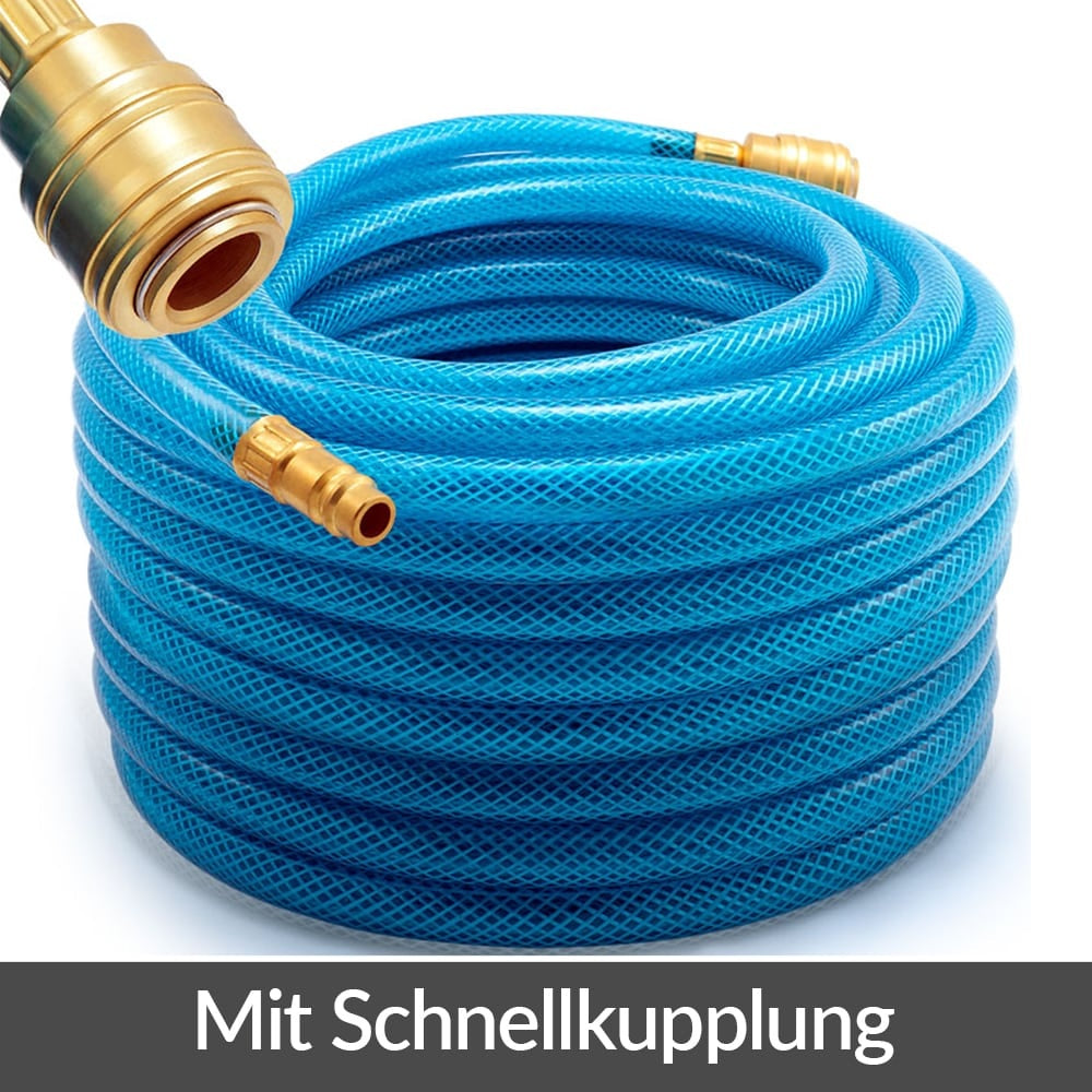 Druckluftschlauch 1/4" X 20 M, 15 Bar, Strapazierfähiges Gummi, Knickfrei