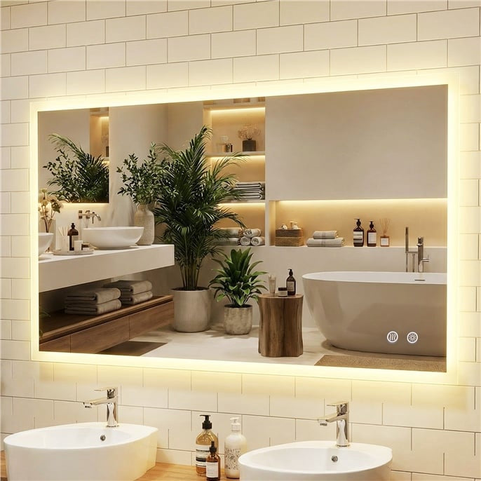 Led-badezimmerspiegel 120 X 70 Cm, Beschlagfrei, Touch-dimmung