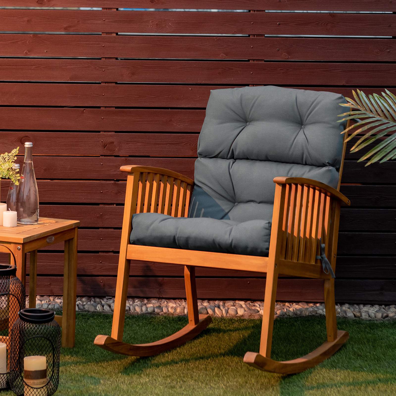 Set Mit 2 Hochlehner-gartenstuhlkissen, Wasserdicht, Grau