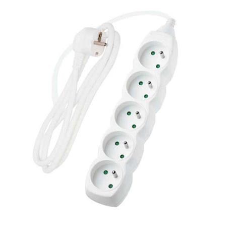 5-fach Steckdosen-verlängerungskabel, Weiß, 3 M