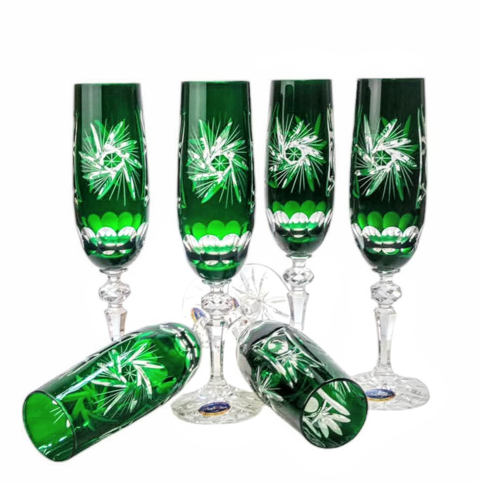 Champagnergläser Aus Smaragdgrünem Kristall, 170 Ml, Olivenmühle