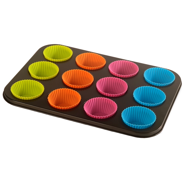 Vanora Home 12er-muffinblech, Teflonbeschichtung, Silikonformen
