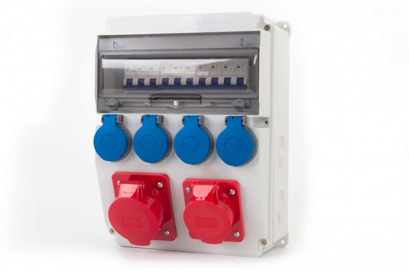 Verteilerkasten Caja 12m - Steckdosen 16a 5p, 32a 5p, 4x230v + Schutz (3p)