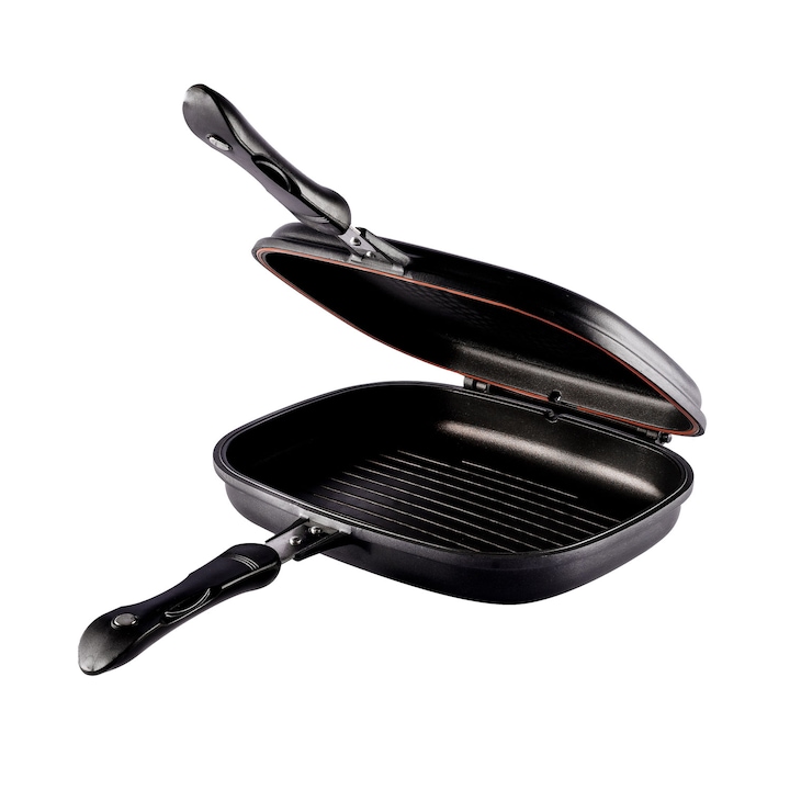 Premium-doppelgrillpfanne, Antihaftbeschichtete Marmor-innenseite, 32 X 22 Cm
