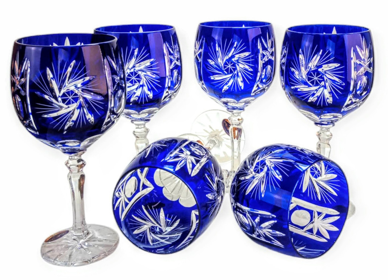 Kobaltblaue Kristallweingläser 280 Ml Olivenmühle