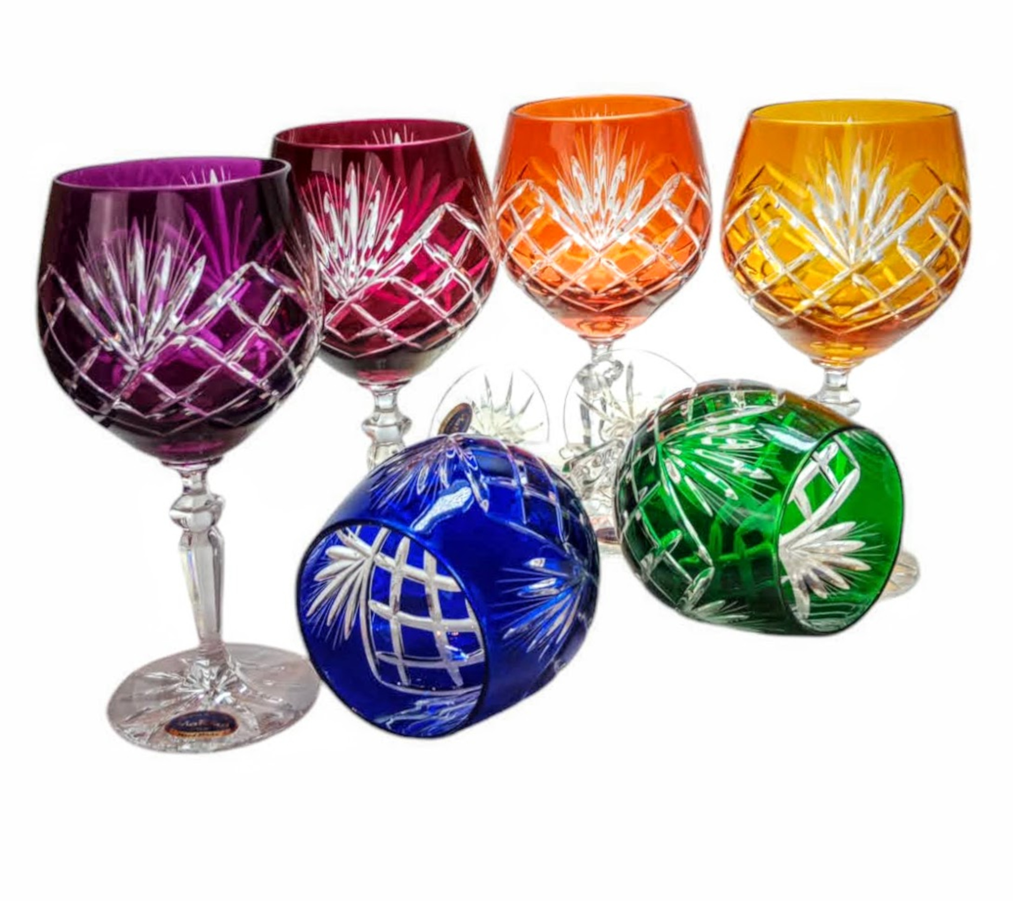 Bunte Kristallweingläser 280 Ml Ananas - Handgefertigt, Eingetragene Marke Marika