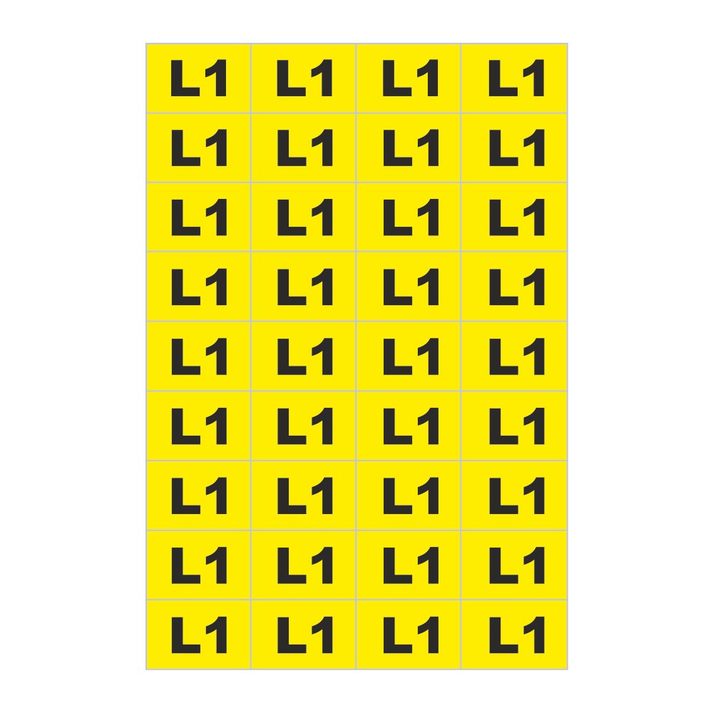 Selbstklebende Markierungstafel, Phase L1. Noz-stück = Blatt, Auf 1 Blatt