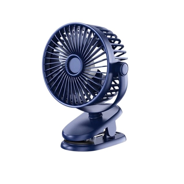 5,5-zoll-clip-ventilator In Marineblau, Wiederaufladbar, 5000 Mah, Leise, Für Büro Oder Studentenwohnheim