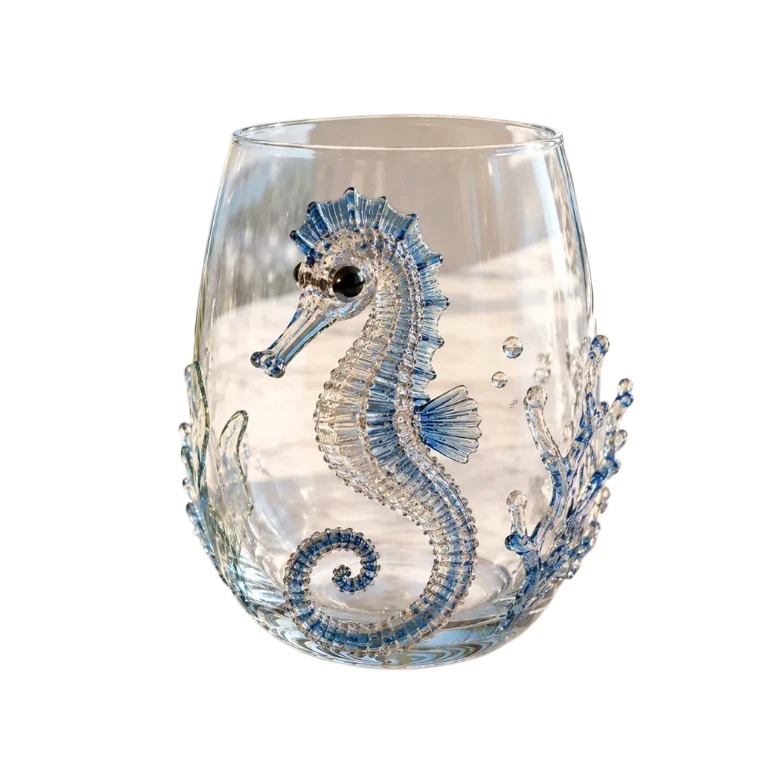 Mundgeblasenes Whiskyglas Mit 3d-seepferdchen-design