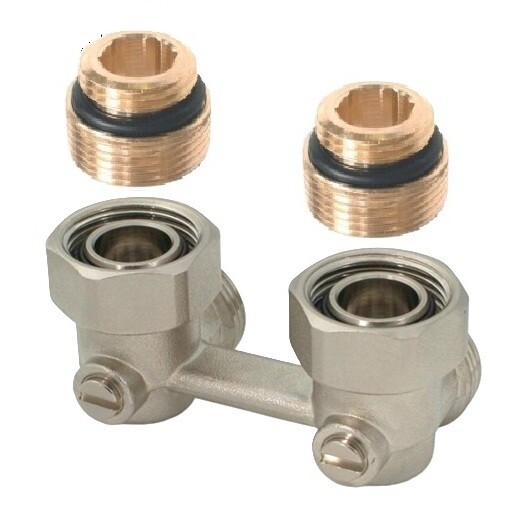 Multiflex Fb Bodenanschluss, Doppelt Mit Absperrventil, Winkel, 1/2gz X 3/4gz, Nickel