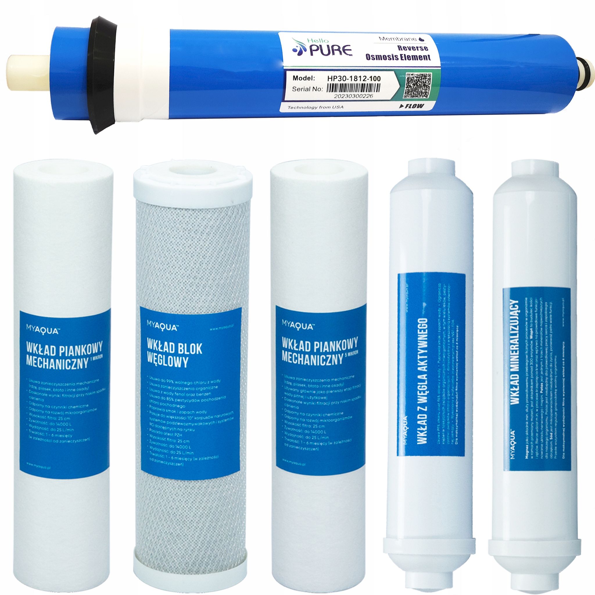 Komplettes Set Osmosekartuschen Für Ro8/ro7/ro6/ro5-filter Mit Einer 100-gpd-membran