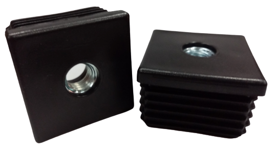 Stopfeneinsätze Mit Metallgewinde M10 50x50, 20 Stück, Schwarz