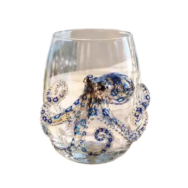 Mundgeblasenes Whiskyglas Mit 3d-oktopus-design