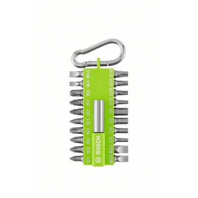 Bosch bit set w/carabinhage 21 pieces green disp