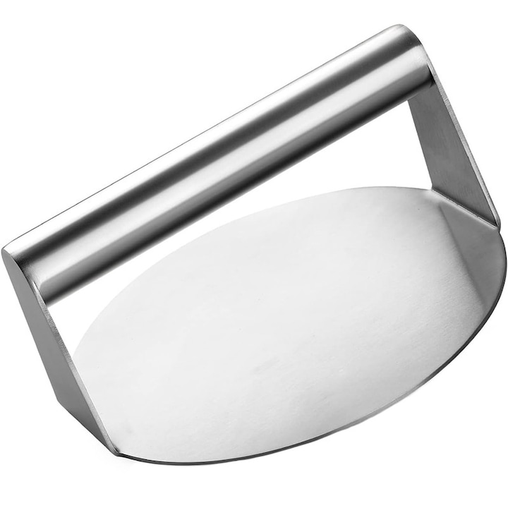 Burgerpresse, Edelstahl, Fleckenabweisend, Leicht Zu Reinigen, Durchmesser 14 Cm, Silber