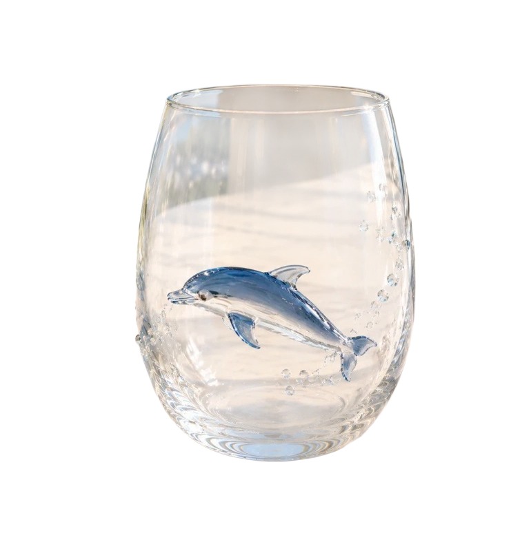 Mundgeblasenes Whiskyglas Mit 3d-delfinmotiv