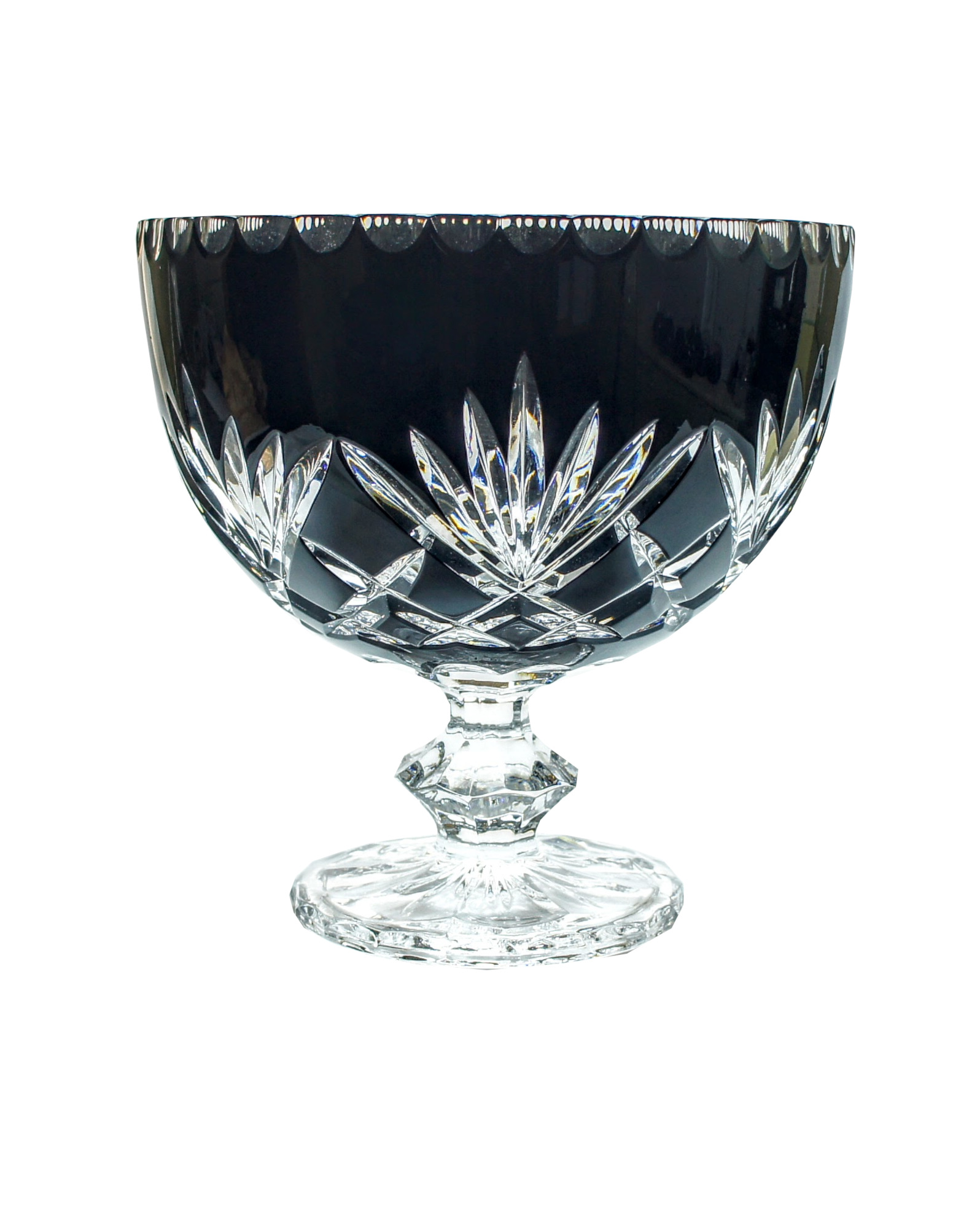 Schwarze Kristallschale Auf Einem Fuß, 20 Cm, Ananas
