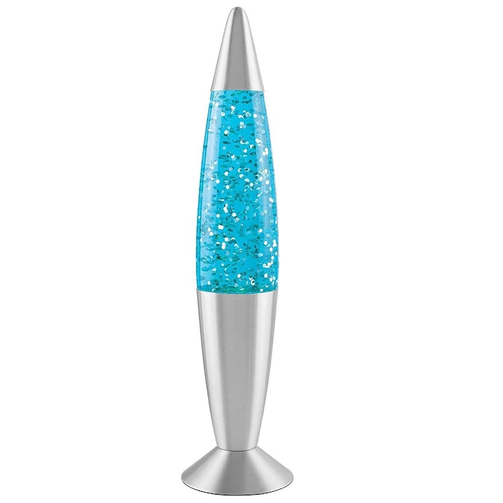 Lampe De Chevet Argentée À Paillettes Bleues, 34,5 X 9 Cm