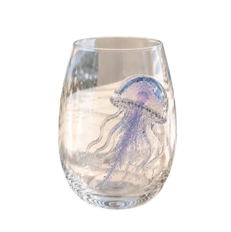 Mundgeblasenes Whiskyglas Mit 3d-quallenmotiv