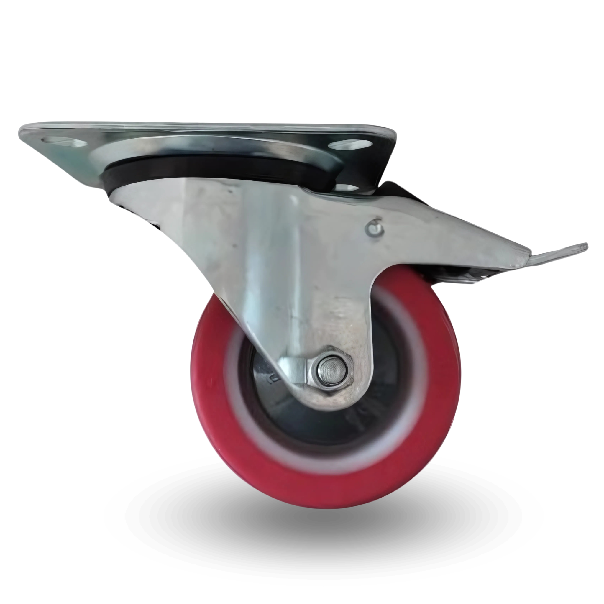 Schwenkrad, Radsatz, Bremse, 80 Mm, 150 Kg, Bppu, 0801, Rot, Polyurethan