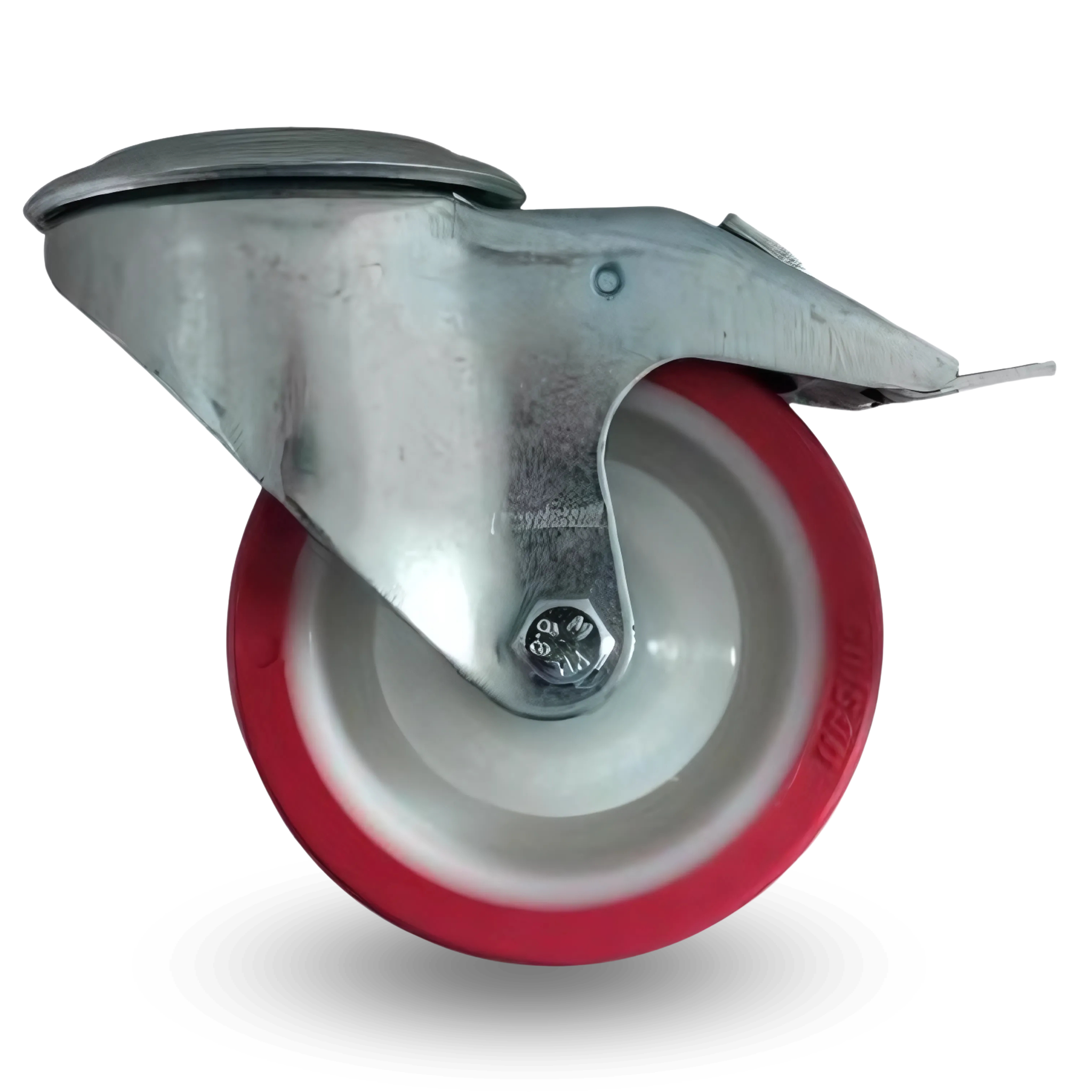 Schwenkrad, Laufradsatz, Bremse, 125 Mm, 150 Kg, Bppu, 1255 Red, Polyurethan