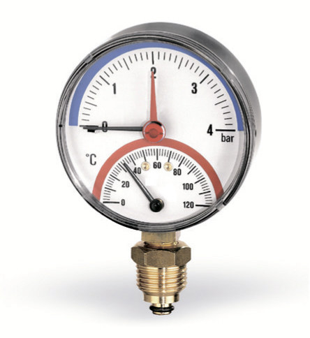 Thermomanometer F+r 818 R80/120 °c, 0–4 Bar Mit 1/2-zoll-anschluss Unten
