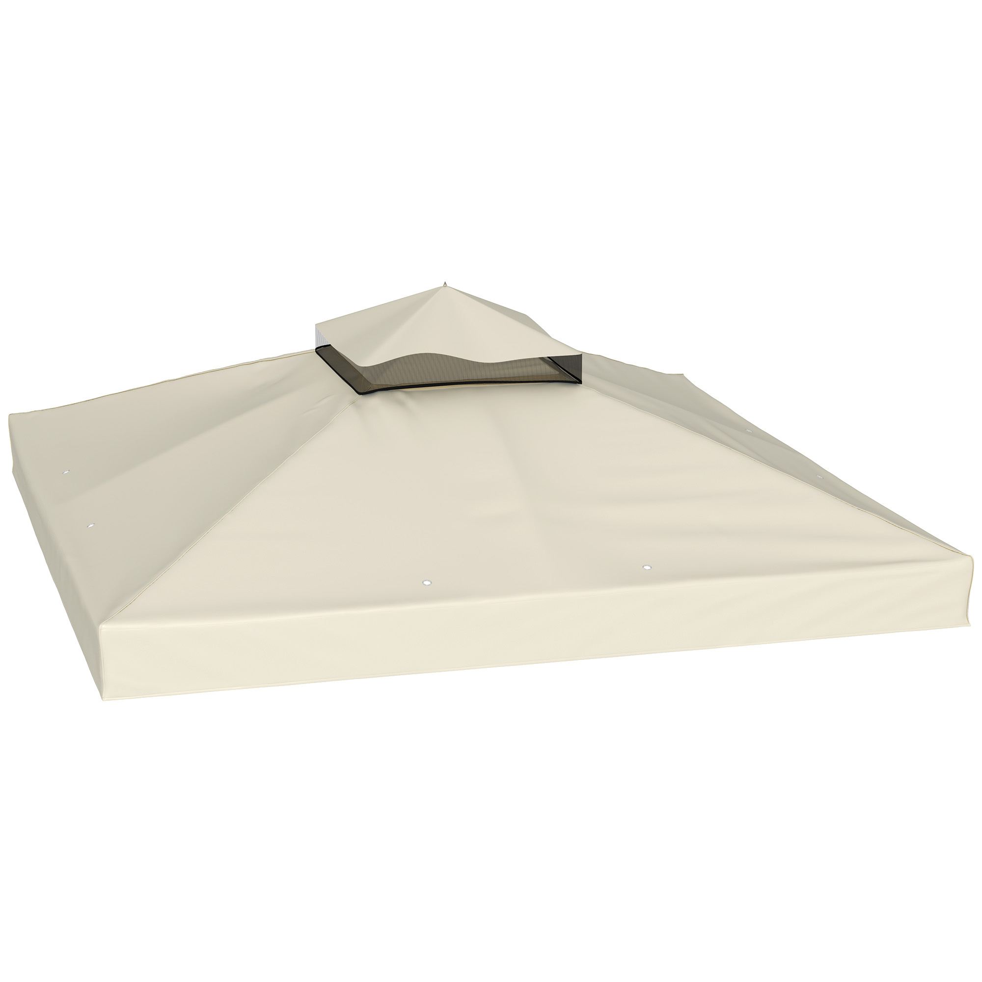 Ersatzdach Für 3x3 M Gartenpavillon, Wasserabweisendes Doppeldach Aus 370 G/m² Oxford‑stoff, Cremeweiß