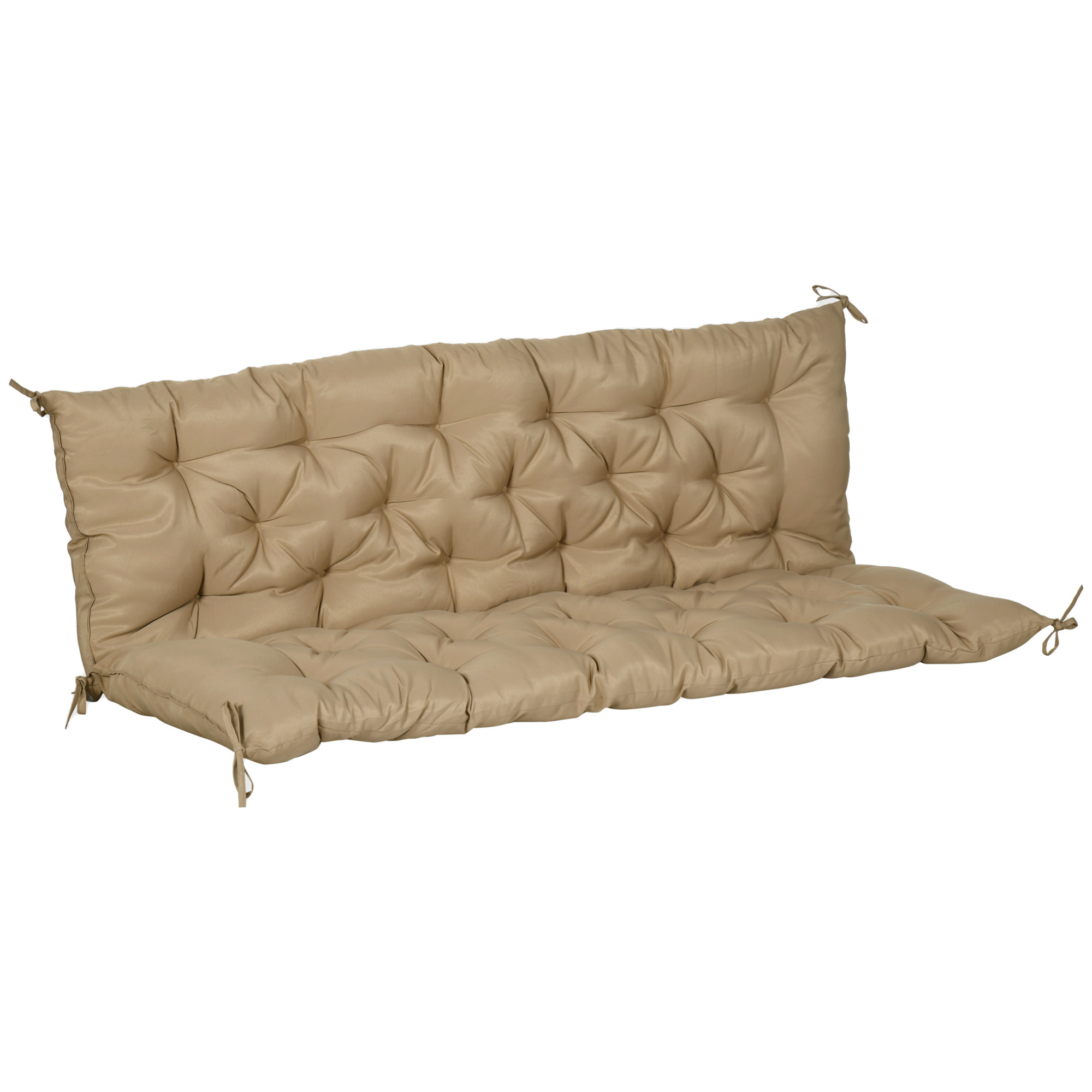 3‑sitzer Bankauflage 150x98x8 Cm Mit Bändern Indoor & Outdoor Sitzpolster Für Gartenbank & Hollywoodschaukel, Khaki