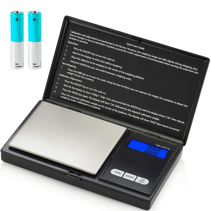 Schmuckwaage Mit Digitalanzeige, Lcd-display, Maximale Tragkraft 200 G, Genauigkeit 0,01 G, Tragbar, Schwarz