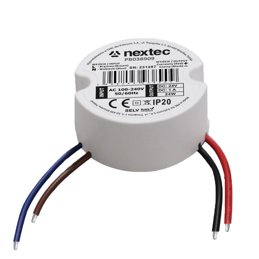 Rundes Netzteil 50 Mm, 24 V, Ip20, 1 A, 24 W