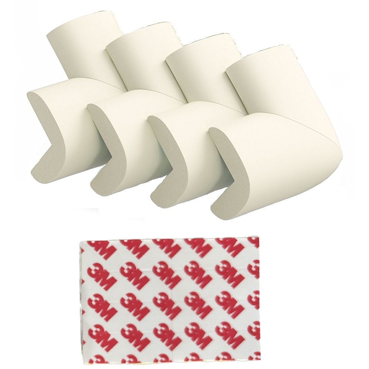 4er-set Möbeleckenschoner, Zenai, Dick, 3m-klebeband, Kindersicher, Beige