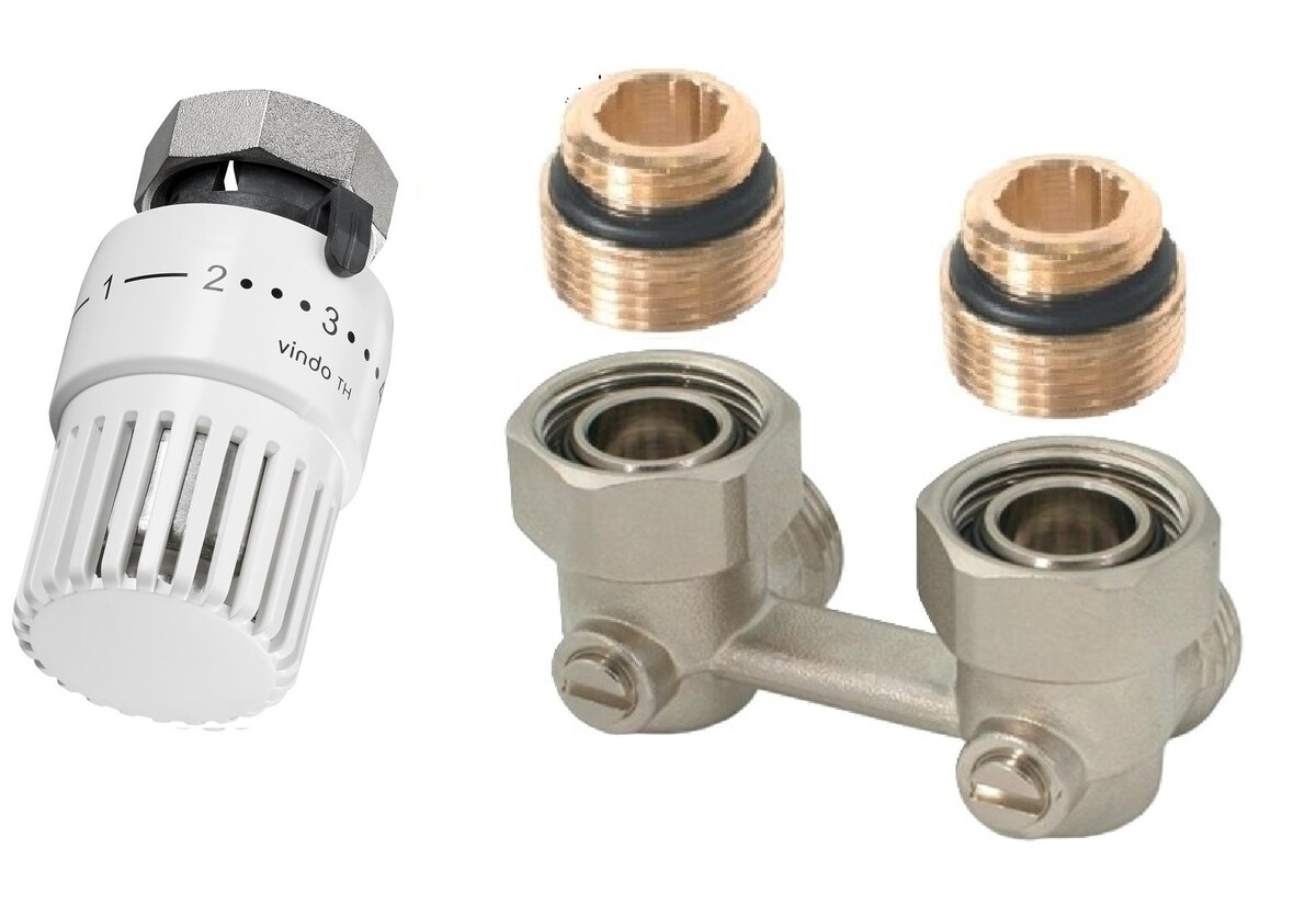 Heizkörperset: Vindo Th 01-5 Thermostat + Multiflex Fb-doppelanschluss