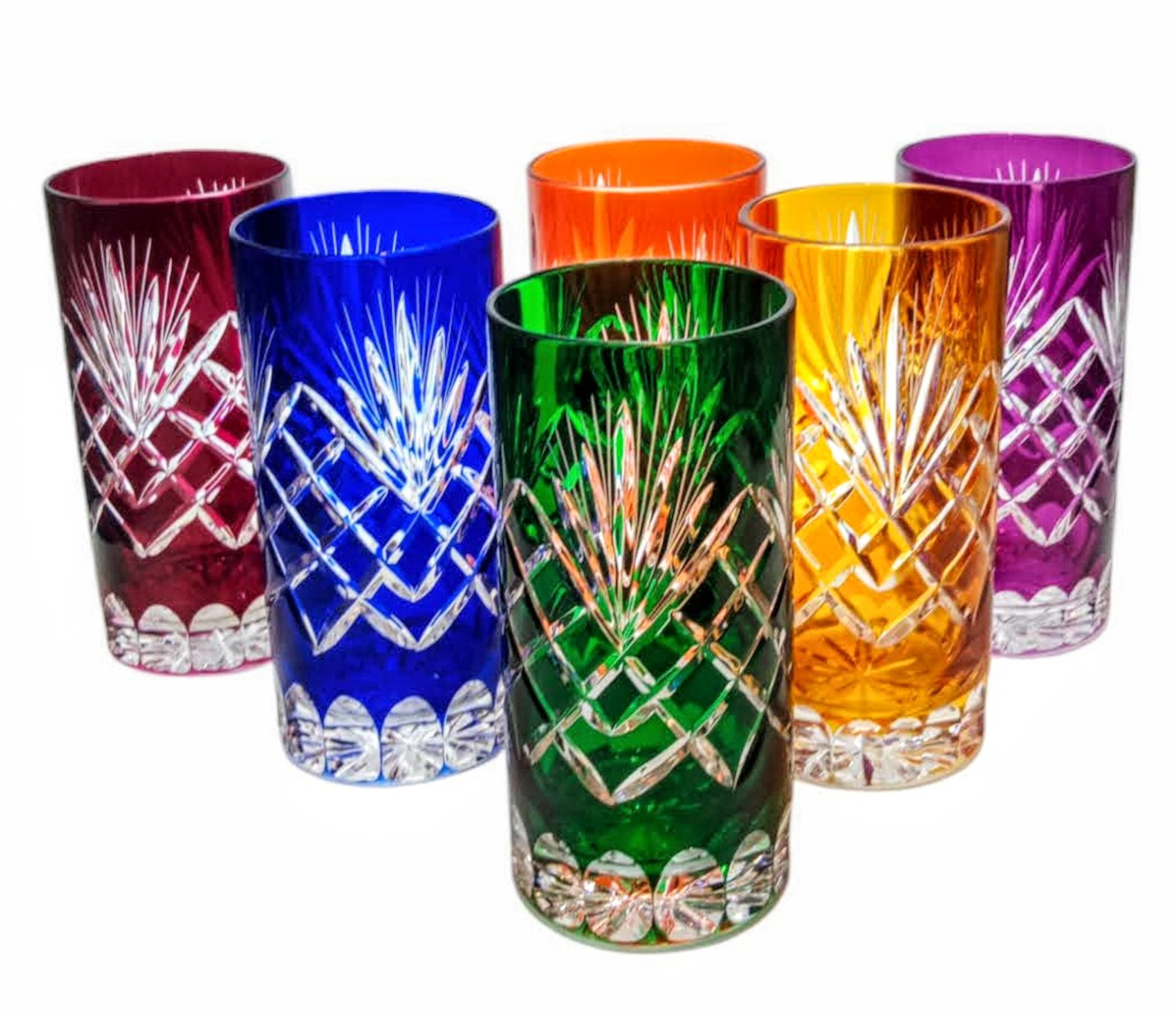 Marika Kristallgläser Ananas-design In Verschiedenen Farben - 6er-set, 320 Ml - Elegante Ergänzung Für Wasser Und Getränke