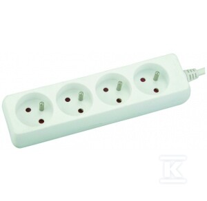 4-fach-verlängerungskabel, Mit/ohne Stecker, 3 M, Schutzart Ip20, Weiß