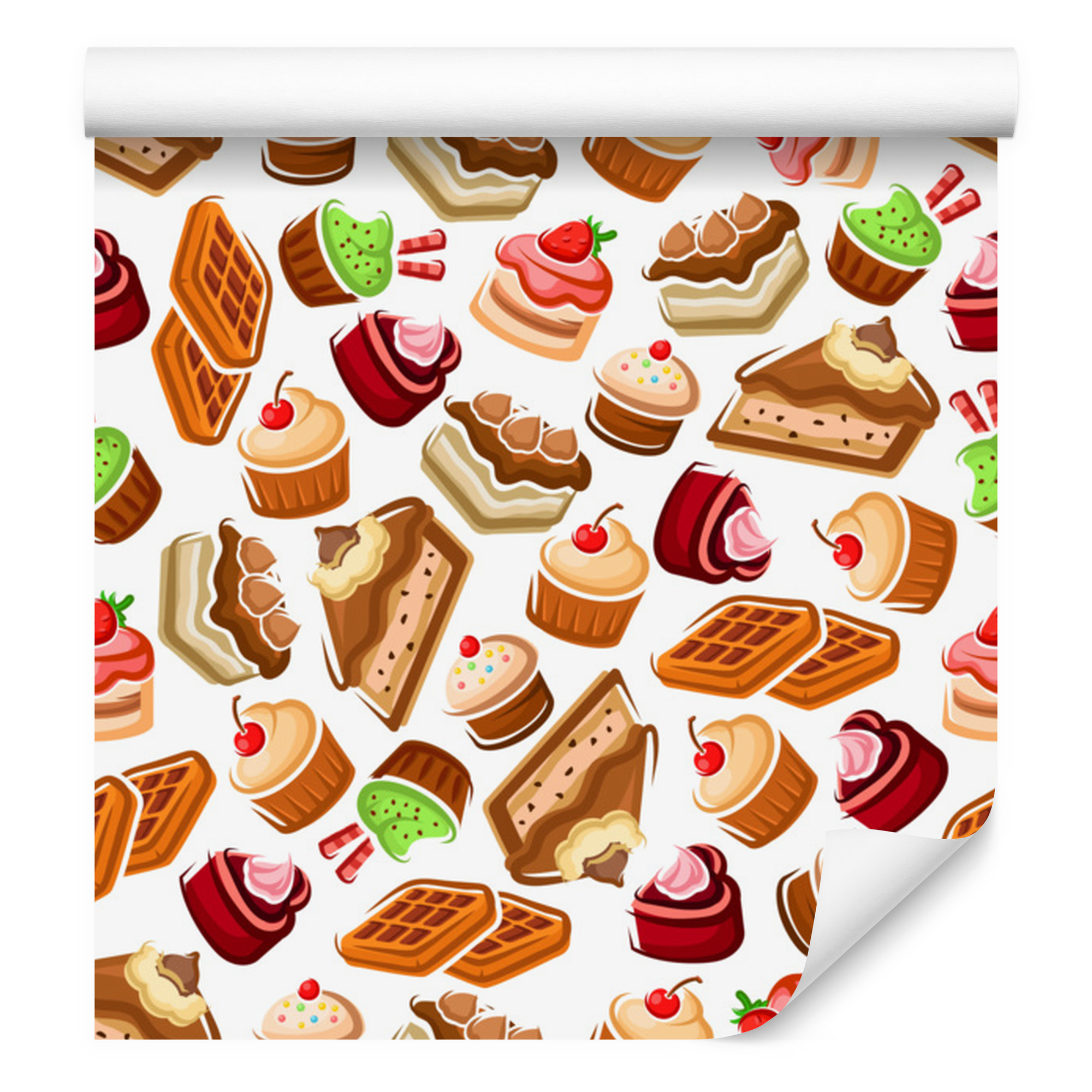 Bunte Tapete Mit Süßem Gebäckmotiv Für Wohn- Und Schlafzimmer, 50 X 1000 Cm